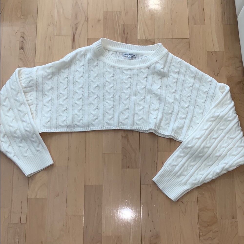 White sweater crop top